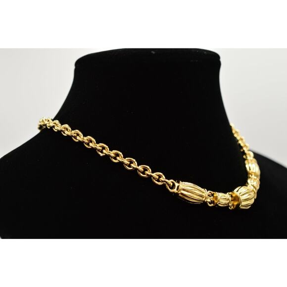 Givenchy Vintage Collar Necklace Chunky Linked Chain Gold Toggle Signed 80s BinP - Picture 9 of 12